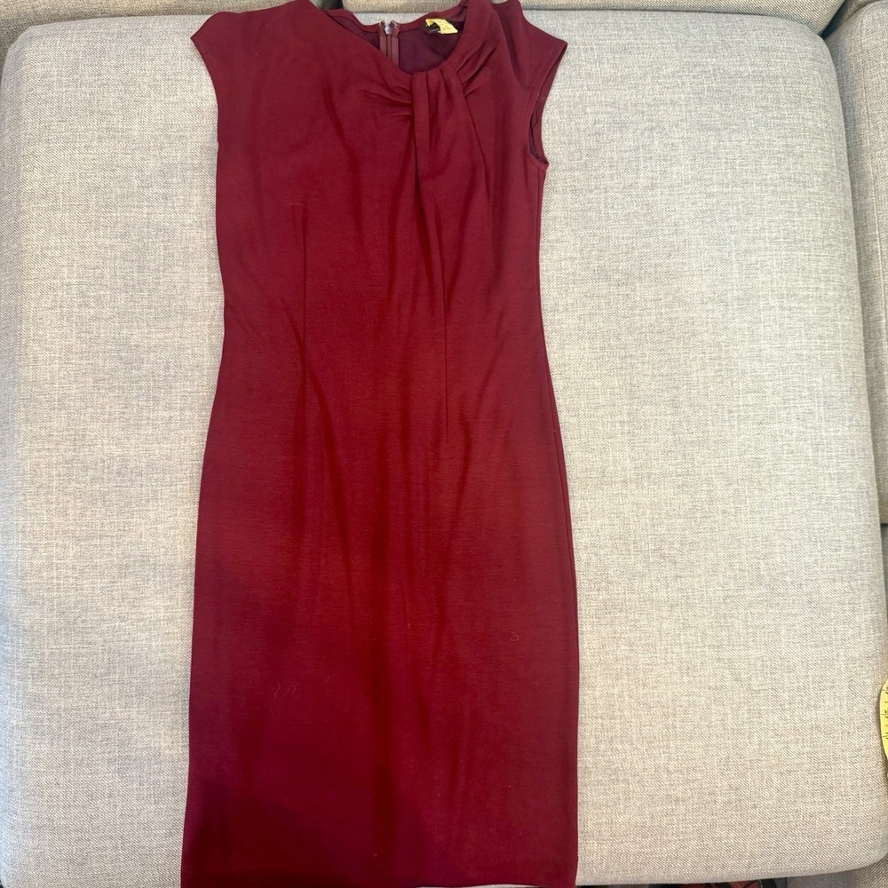 Ann Taylor Sheath Dress Womens 0‎ Burgundy Sleeveless Career Office Midi